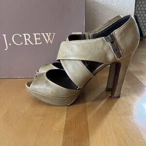 J Crew Lindy Platform Peep Toe Heels Size 7